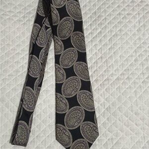 Liberty of London 100% Silk Navy Blue, Grey and Purple Paisley Necktie